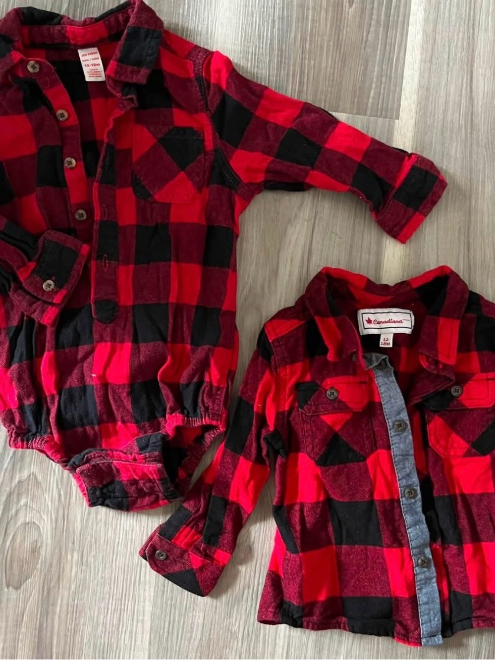 2 Red & Black Buffalo Plaid Button-Front Toddler Shirts -